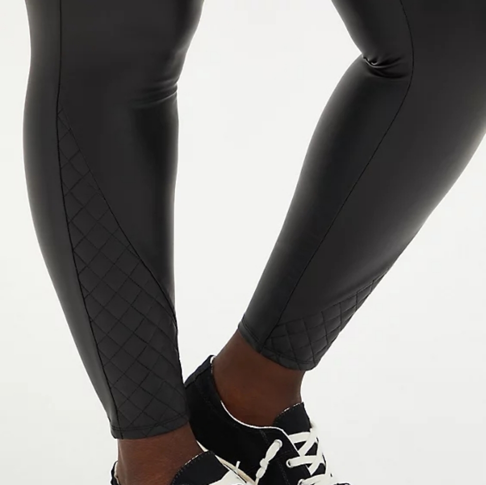 Torrid Faux Leather Quilted Hem Leggings